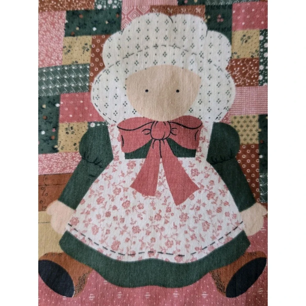 Vintage Handmade Bonnet Girl Pillow Cover Lace Ruffle Cottagecore Folk Art